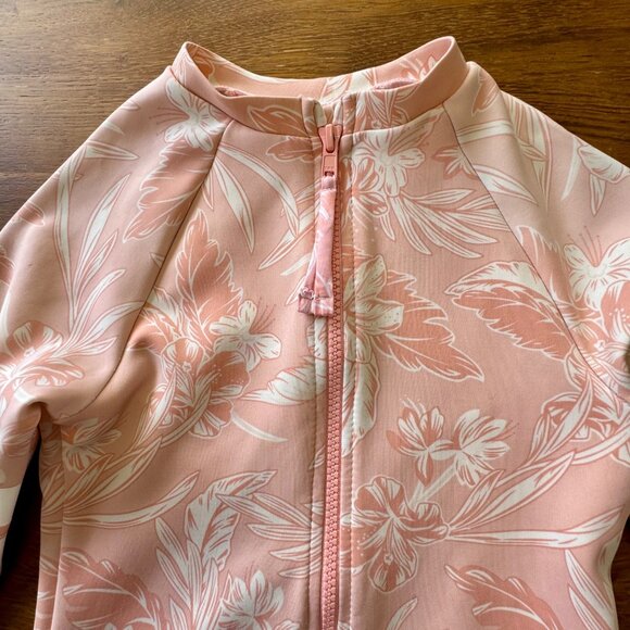 PIPING HOT AUSTRALIA Floral Rash Guard Swimsuit Girls 10 Pink Long Sleeve Swim - Picture 3 of 9